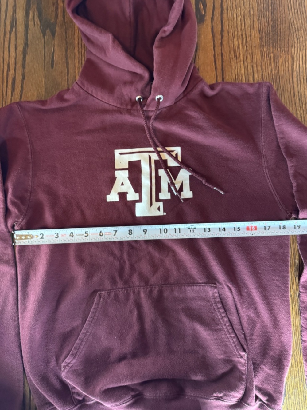 Texas A&M Champion Maroon White Lettering Hoodie Size S - Picture 7 of 9